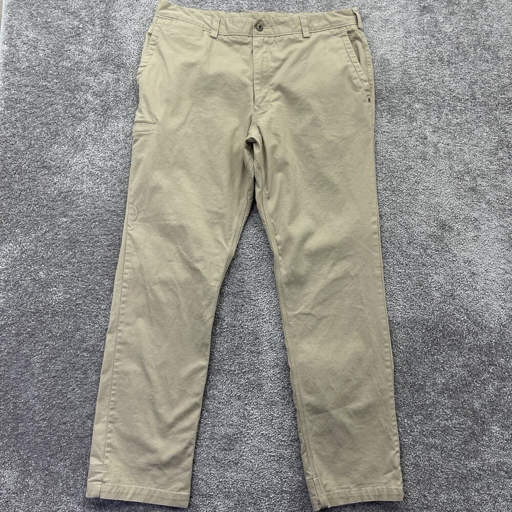 Duluth Pants Mens 36x34 Beige Flex Ballroom Khakis Trim Fit Workwear 75288